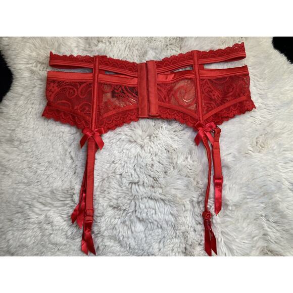 Honey Birdette SAVANNAH❤️ Red Floral Lace Garter Suspender Belt Small - Picture 4 of 6